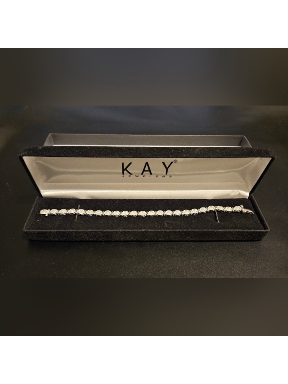 Kay Jewelers Silver Clear Stone Tennis Bracelet